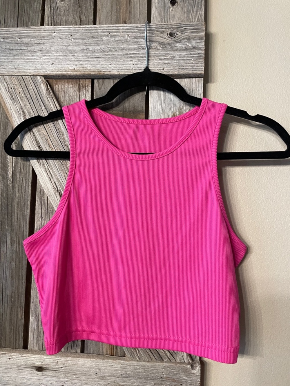 SHEIN Hot Pink Ribbed Crop Tank